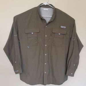EUC Columbia PFG Vented Fishing Tan Shirt Size XL